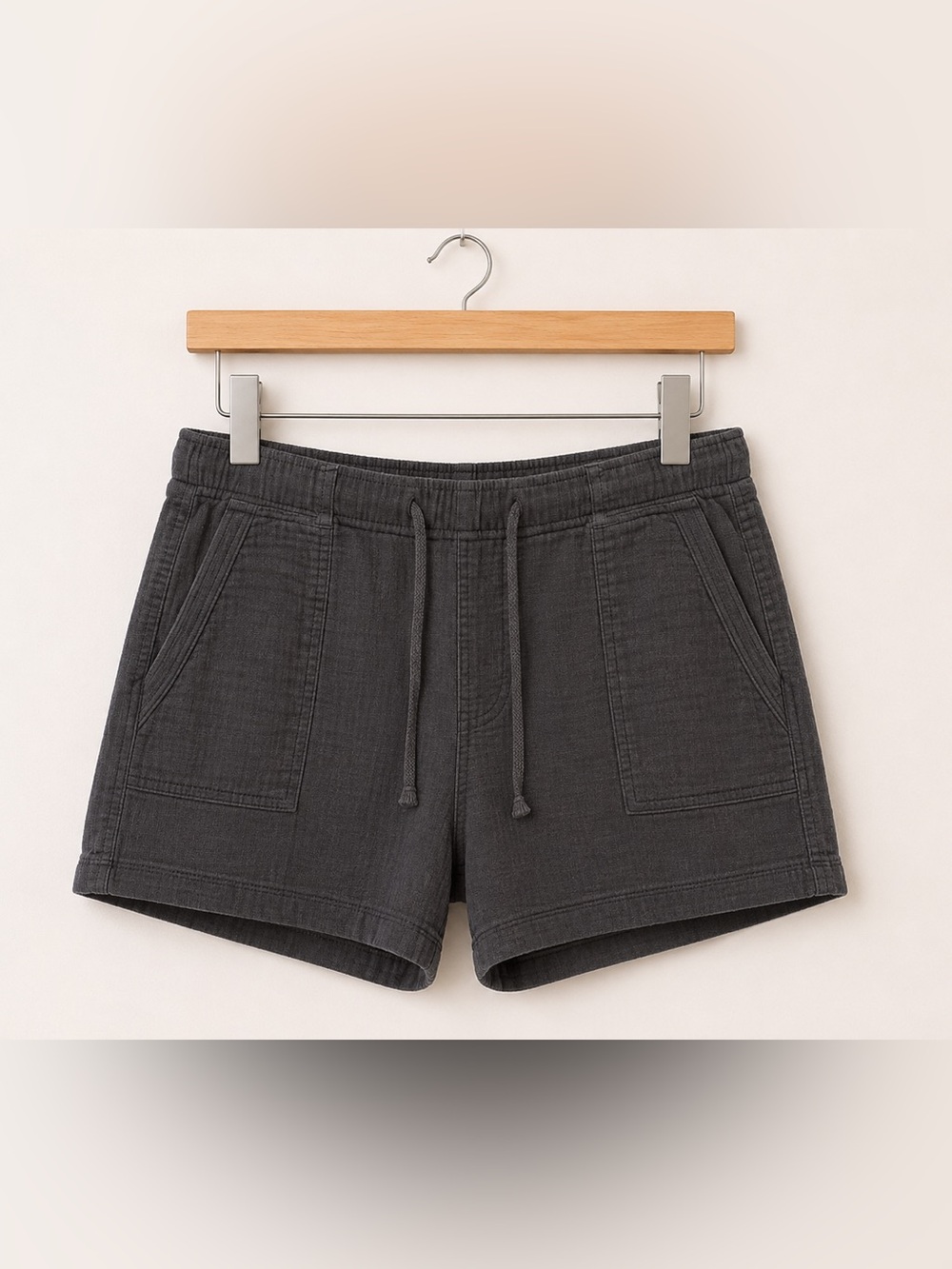 Old Navy Gauzy 100% Cotton Charcoal Black Drawstring Flowy High Waist Shorts